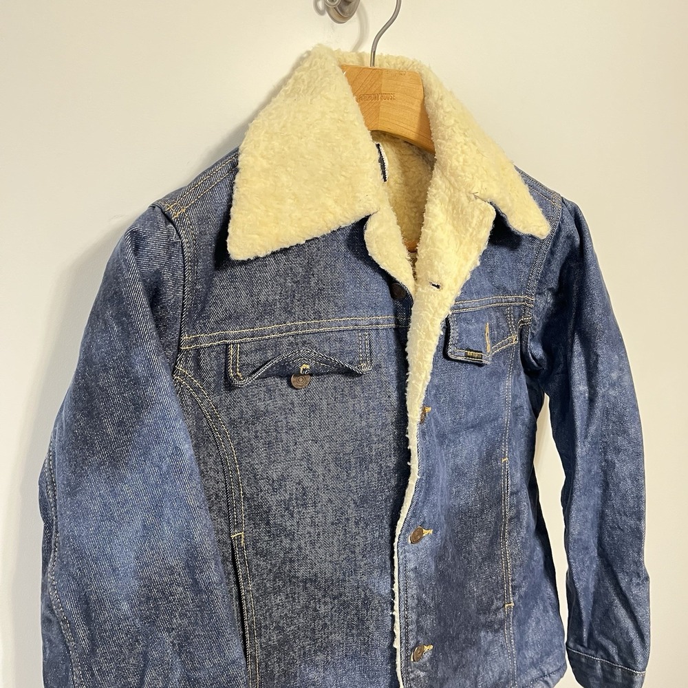 Vintage Sears Roebuck Sherpa Lined Denim Jacket Trucker Farmer Work Wear True Vi - Picture 2 of 5